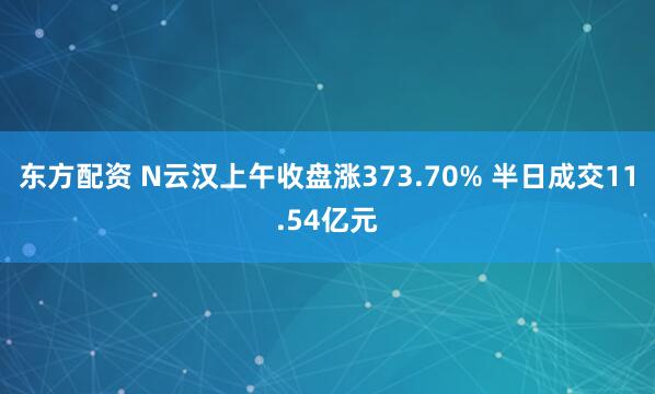 东方配资 N云汉上午收盘涨373.70% 半日成交11.54亿元