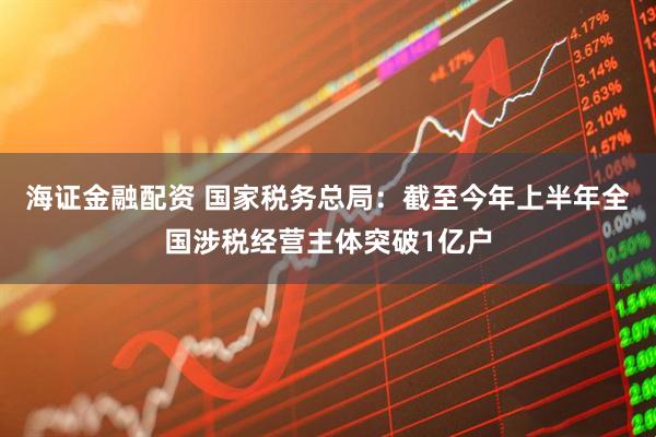 海证金融配资 国家税务总局:截至今年上半年全国涉税经营主体突破1亿户